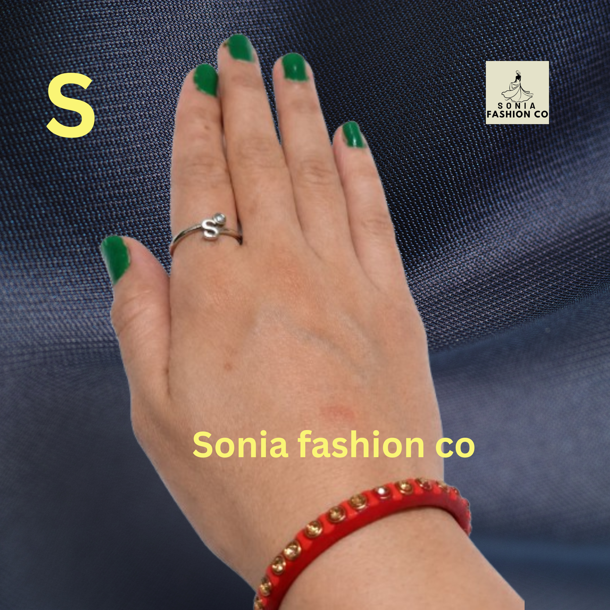 Alphabet S Silver Plated Crystal Ring for Women