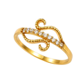 Elegant gold plated designer ring with sparkling cubic zirconia stones, stylish wave design finger ring for women and girls, perfect for daily wear, parties, weddings, and gifting.