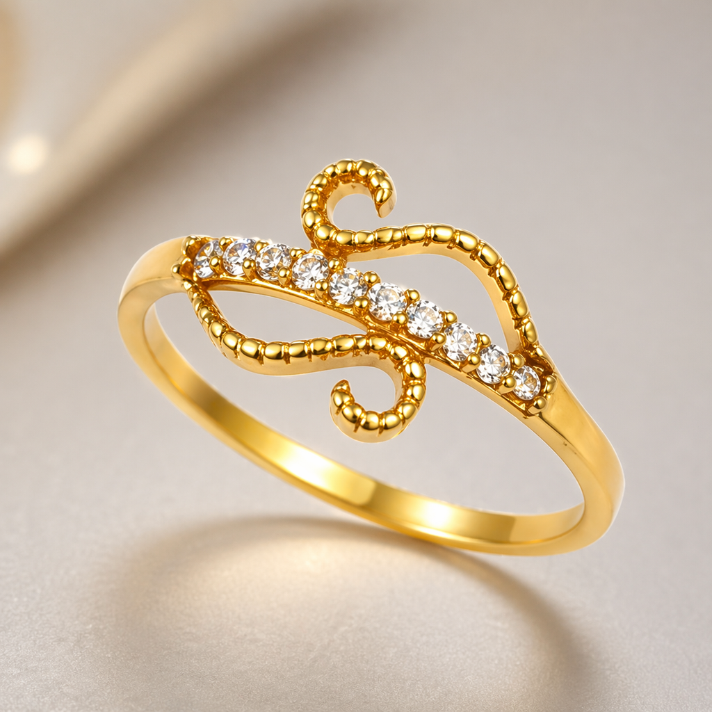 Elegant Gold Plated CZ Stone Designer Ring for Women