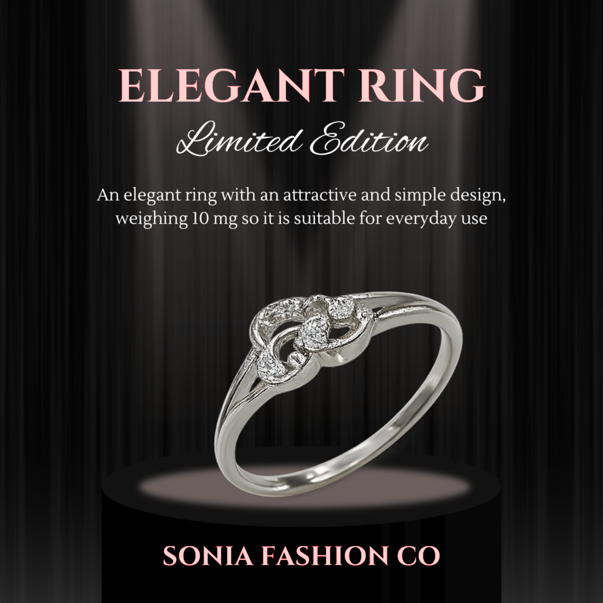 Elegant Silver Plated Crystal Infinity Ring for Women