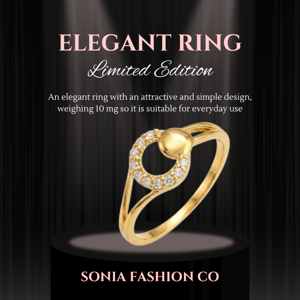 Elegant Gold Plated Circle CZ Stone Ring for Women