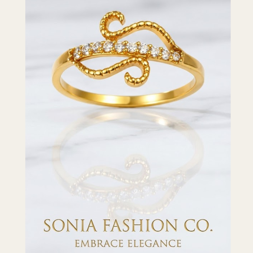 Elegant Gold Plated CZ Stone Designer Ring for Women