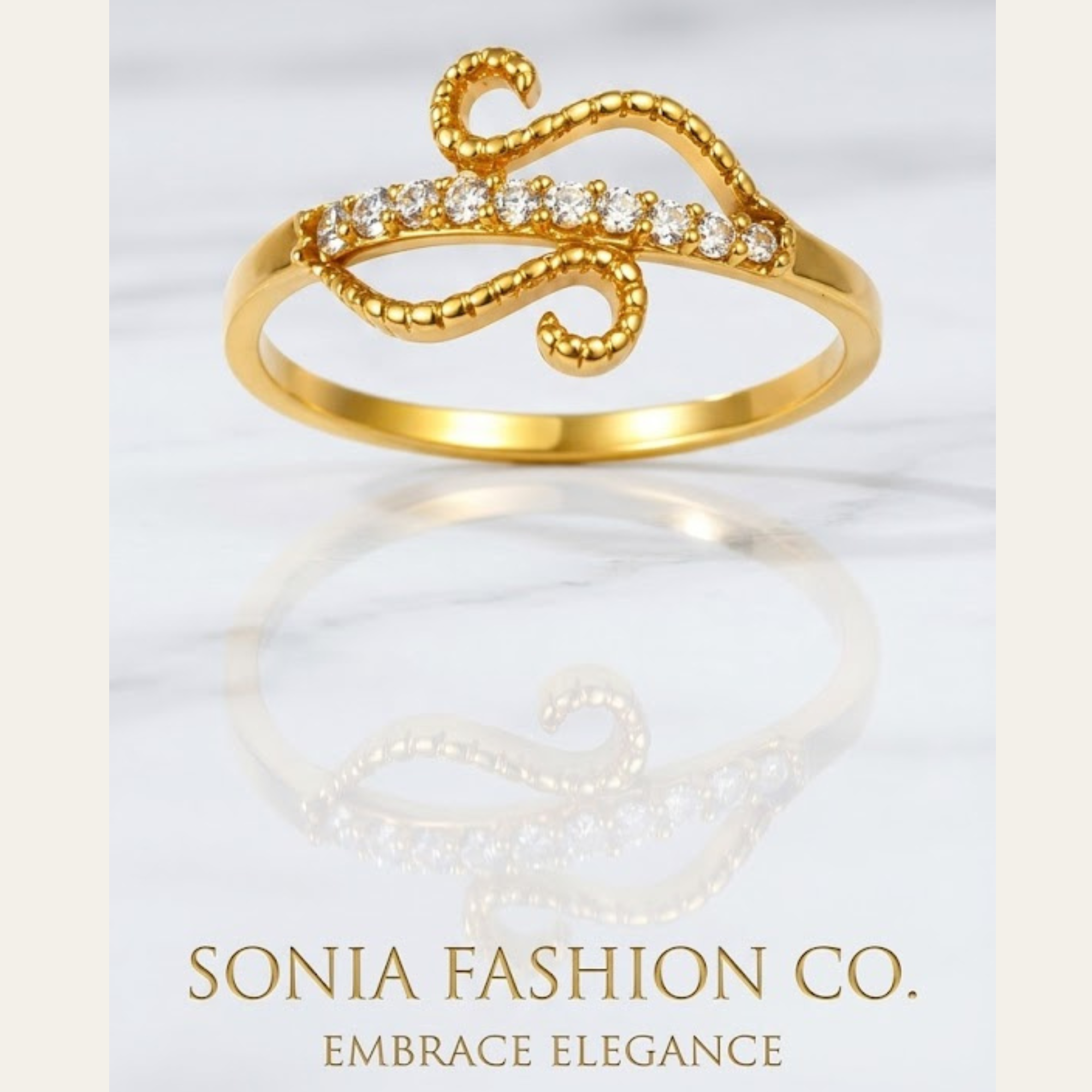 Elegant Gold Plated CZ Stone Designer Ring for Women