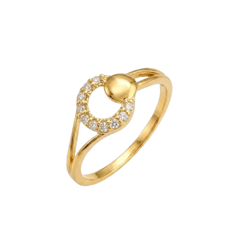 Elegant Gold Plated Circle CZ Stone Ring for Women