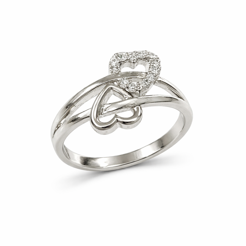 Elegant Double Heart Silver Ring – A Symbol of Love & Timeless Style