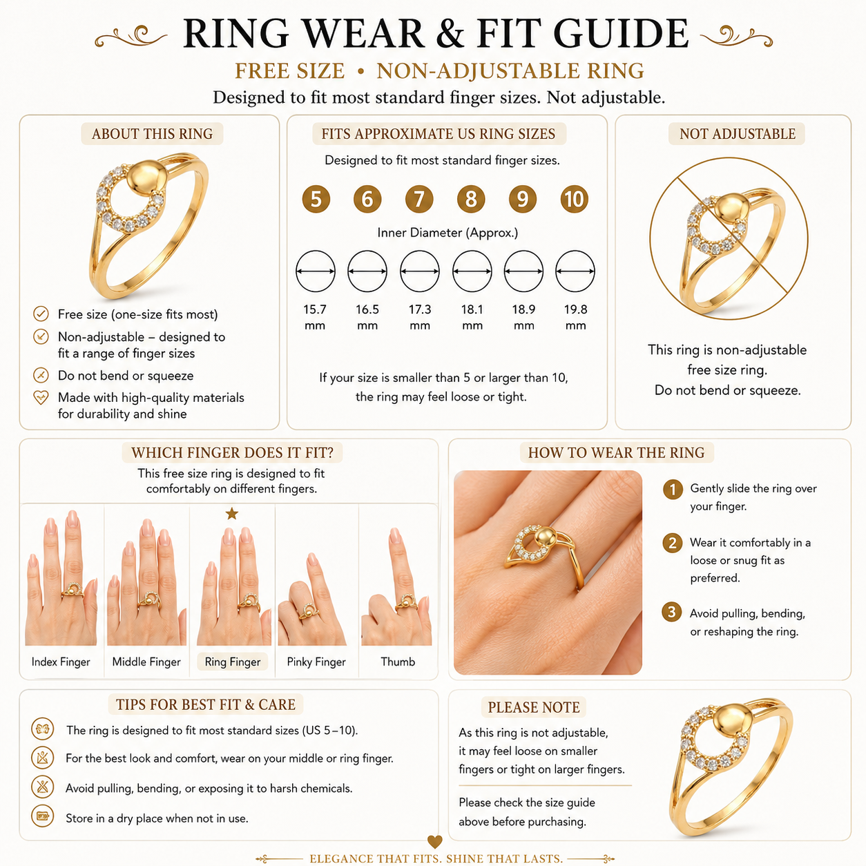 Elegant Gold Plated Circle CZ Stone Ring for Women