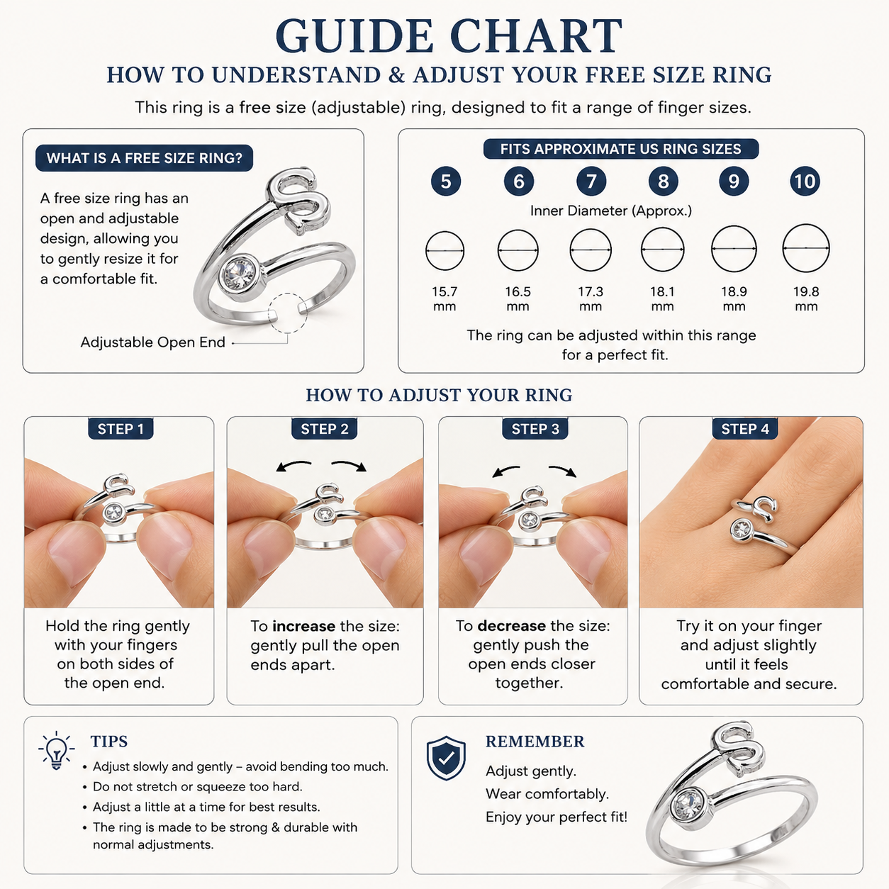 Alphabet S Silver Plated Crystal Ring for Women