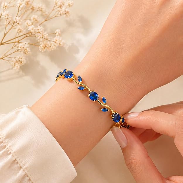 Blue Crystal Tulip Flower Bracelet for Women