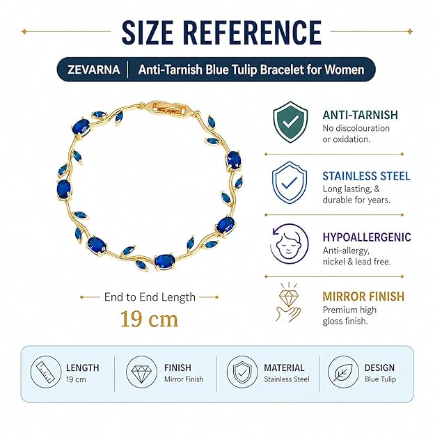 Blue Crystal Tulip Flower Bracelet for Women