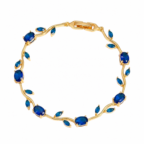 Blue Crystal Tulip Flower Bracelet for Women