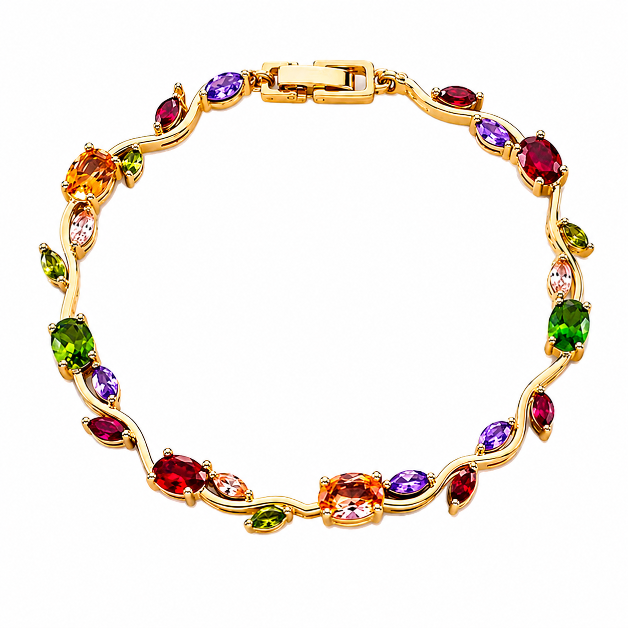 Multicolor  Crystal Tulip Flower Bracelet for Women