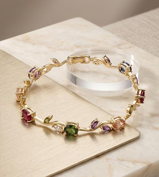 Multicolor  Crystal Tulip Flower Bracelet for Women