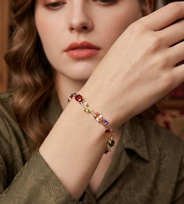 Multicolor  Crystal Tulip Flower Bracelet for Women
