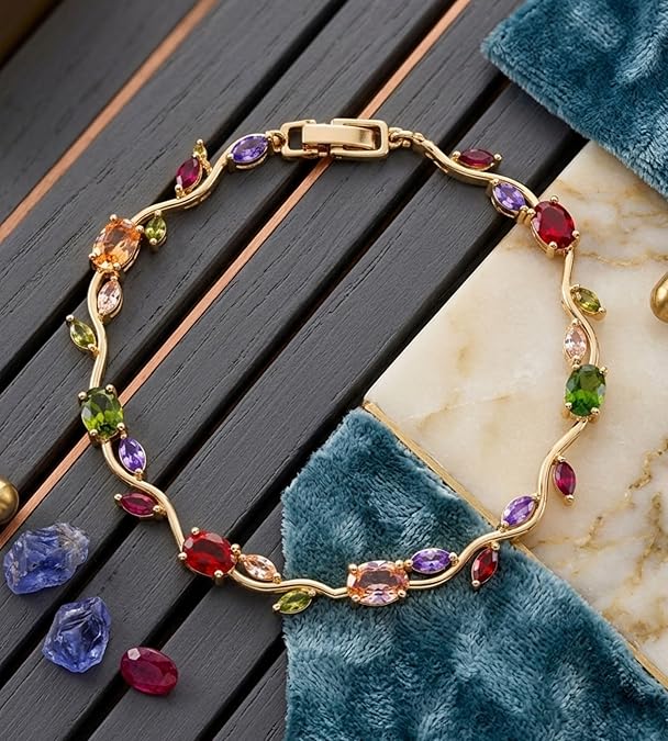 Multicolor  Crystal Tulip Flower Bracelet for Women