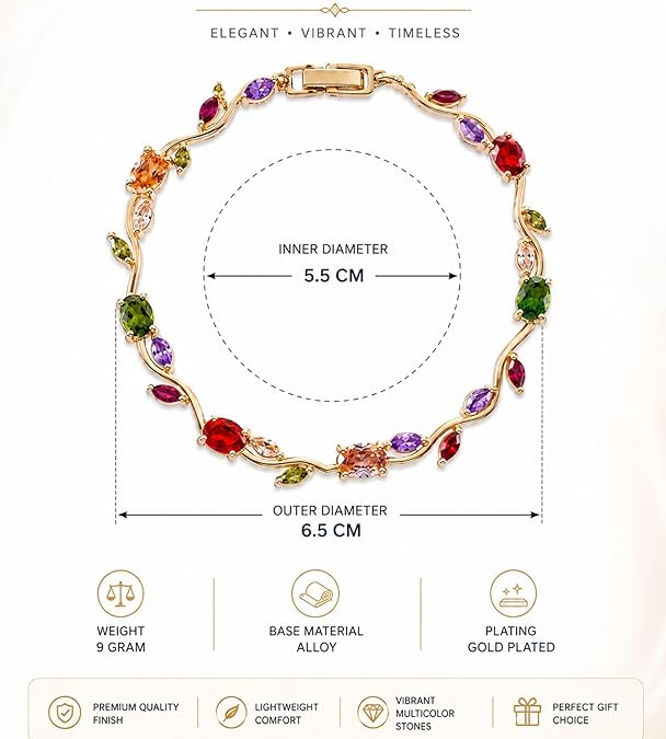 Multicolor  Crystal Tulip Flower Bracelet for Women